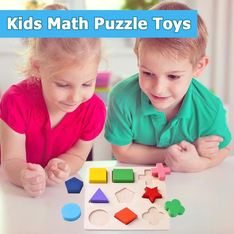 Wooden Puzzle Geometric Shapes 3D Puzzle Montessori Toys Sorting Math Preschool Learning Wood Puzzles Toys For Kids