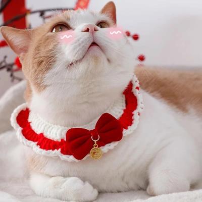 Christmas Pet Scarf Collar for Cats Cute Sweet Decor Bow Dog Clothing Cat Costume Pet Accessories