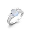 925 Sterling Silver 1.7 Cts Pear Moonstone Three Stone Accent Wedding Women Ring