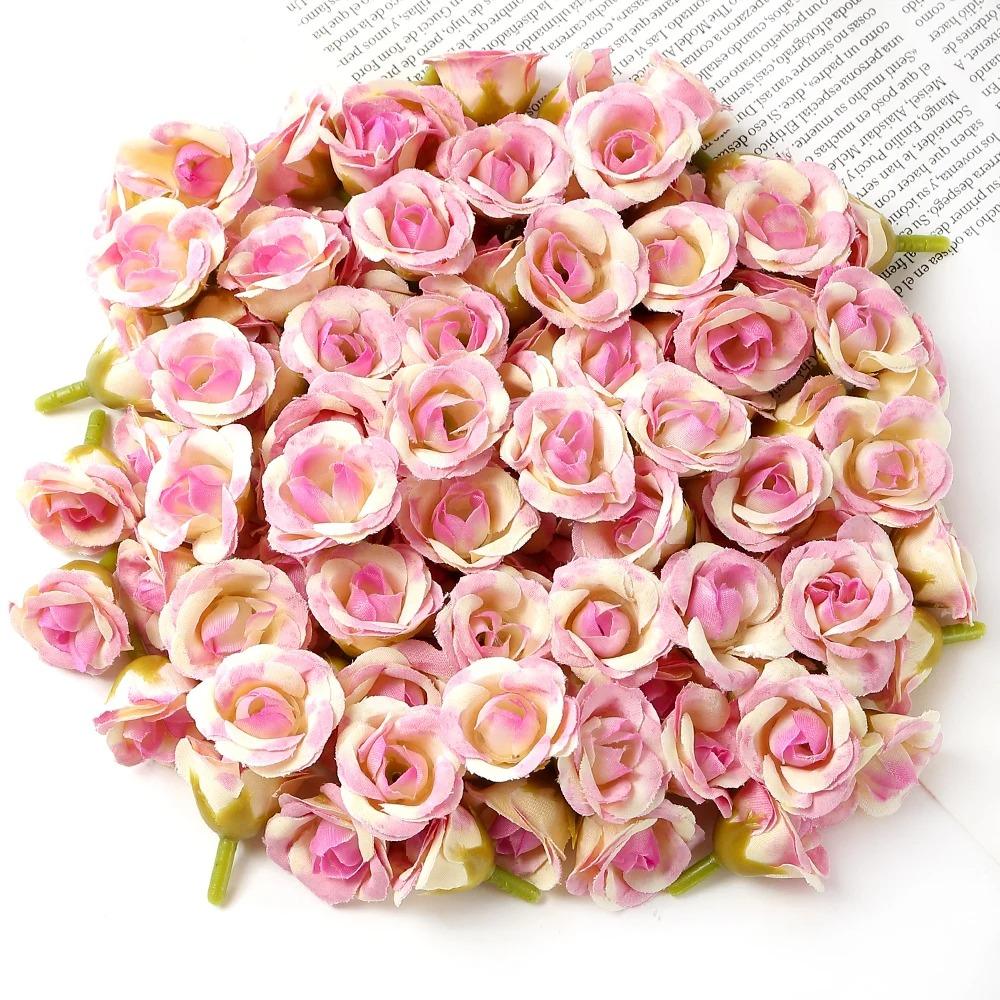 

10/20/50Pcs 2cm Mini Rose Artificial Flowers Heads For Home Decor Wedding Decoration Fake Flowers DIY Wreath Scrapbook Gifts 10Pcs