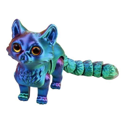 3D Printed Cat Toy Stress Relief Simulation Cat Toy Articulated Animal Fidget Toy Desktop Pet Model Office Desk Decoration Ornament