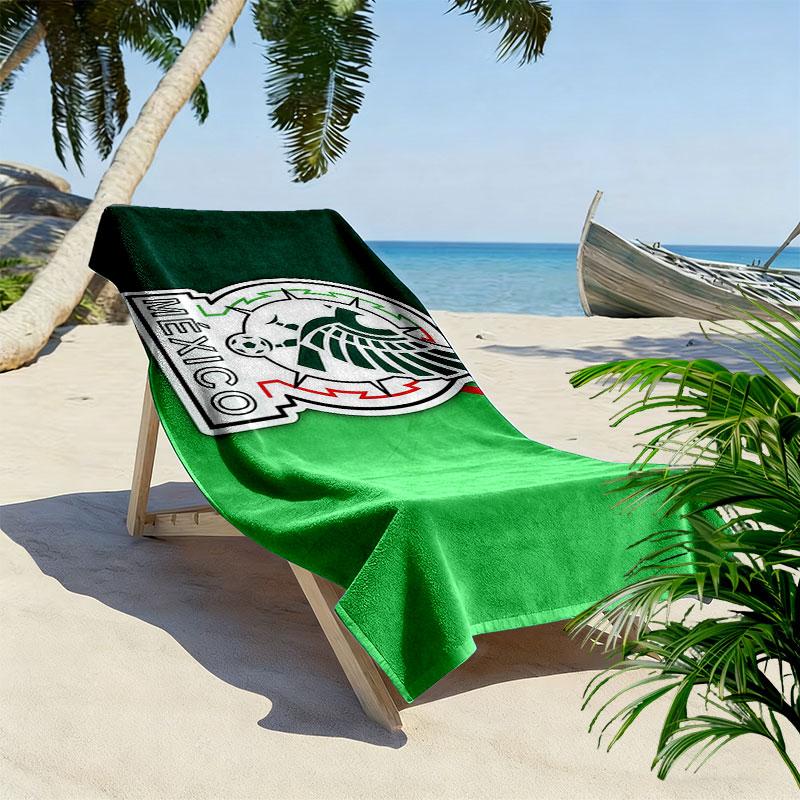 Mexico Football Art Print Beach Towel, Large Soft Quick Dry Towel for Beach Camping Swimming