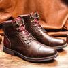 Moda Retro Erkaklar To'pig'igacha Botinkalari Moda Kundalik Yuqori Qo'nji Botinkalar Yuqori Sifatli Biznes Charm Botinkalar Erkaklar uchun Mototsikl Botinkasi Botas Hombre