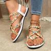 Woven Strap Clip Toe Flat Sandals Women's Summer New Round Toe Open Toe Soft Sole Anti-slip Wear-resistant Roman Shoes