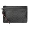 Coach Pouch Coated Canvas With Smooth Leather Wrist Bag Clutch Large Men's Charcoal Black Monogram 39763-N3A