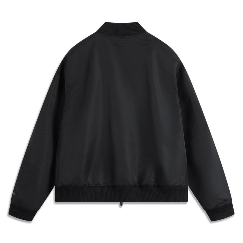 Li Ning CF Series Solid Color Zip Baseball Collar Comfortable Breathable Loose Jacket Women jackets Black AJDU336-3