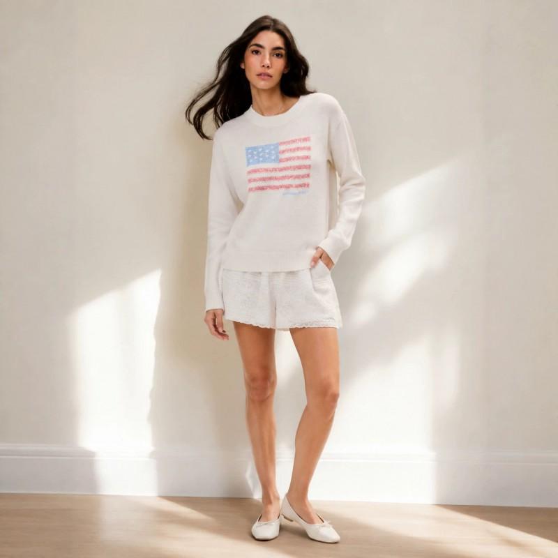 2026 Womens Vintage Loose Knit Sweater Casual Round Neck Long Sleeve Thick Warm Pullover White