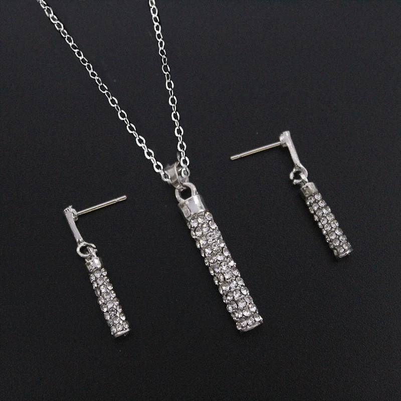 

Silver,Gold Necklace Women Fashion 925 Jewelry Pendant Wedding Crystal Earrings
