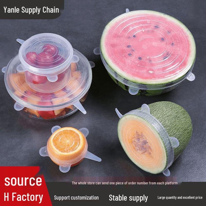 6-Piece Smiley Face Silicone Bowl Covers - Food Grade, Reusable, and Fresh-Keeping.