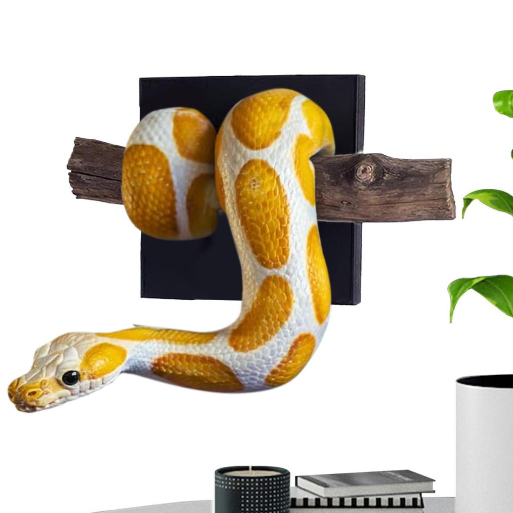Snake Wall Decor 3D Realistic Gothic Resin Figurine with Branch Gothic Snake Decor for Home Bedroom Living Room Outdoor Bathroom