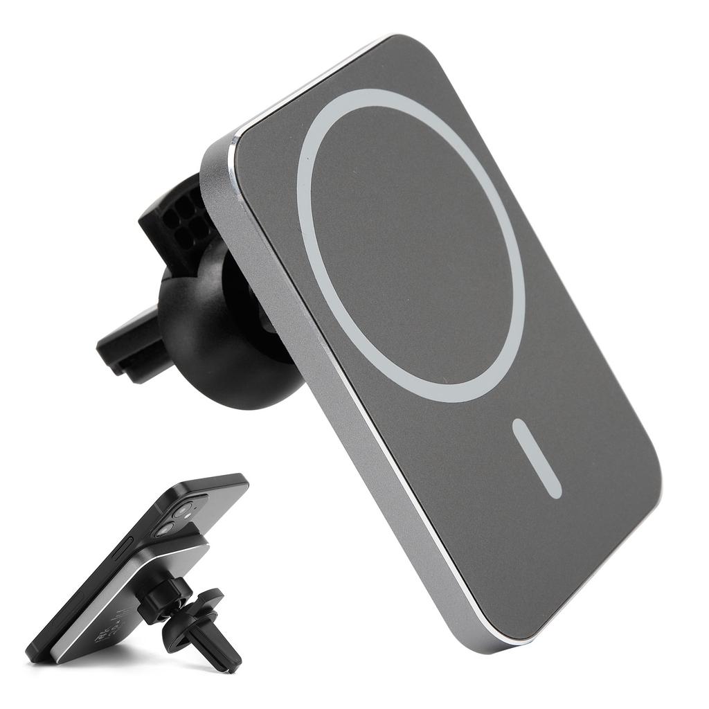 15W Square Magnetic Suction Wireless Charger Car Mobile Phone Holder Fast ChargingGrey