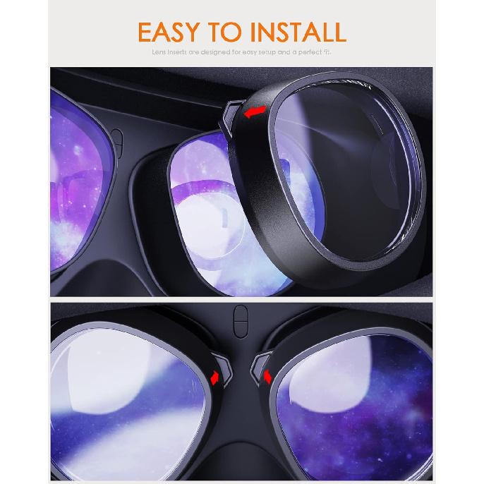 Amavasion Glasses Lenses Compatible with Quest 3S/2, VR Lenses Insert Easy-to-Install Frame Plus Lens Combination SPH:-3.50 (One Lens)