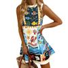 Summer Fashion Casual European and American Printed Crew Neck Vest Dress Women's Clothing Bamboo Hemp Comfortable Casual
