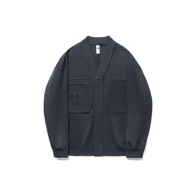 Li Ning X Jackie Chan Collaboration Kung Fu Series Solid Color Loose Fit Cardigan Sweatshirt Unisex Sweatshirt Charcoal-Black AWDT663-2