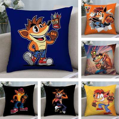 C-Crash B-Bandicoot Funda de Almohada Tejido de Felpa Suave Estampado a Doble Cara Funda de Cojín para Sofá Fundas de Almohada Decorativas