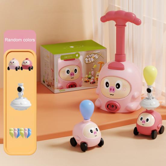 Luftbetriebenes Ballontier-Auto-Spielzeug mit Handpumpe 2-in-1 Cartoon-Schwein Dinosaurier Ente Robbe Ballonauto-Werfer Kleinkinder Jungen Mädchen Trägheitsfahrzeug Spielzeug