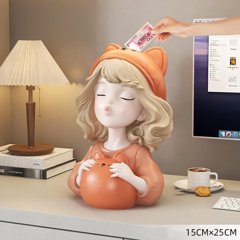 

Современная милая девушка-копилка, аксессуары для украшения комнаты, товары для домашнего декора и рукоделия, статуэтка, скульптура, подарок на день рождения