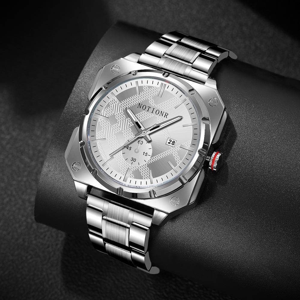 Concept Steel Belt Watch Male Personality Waterproof Calendar Luminous Square Quartz Watch