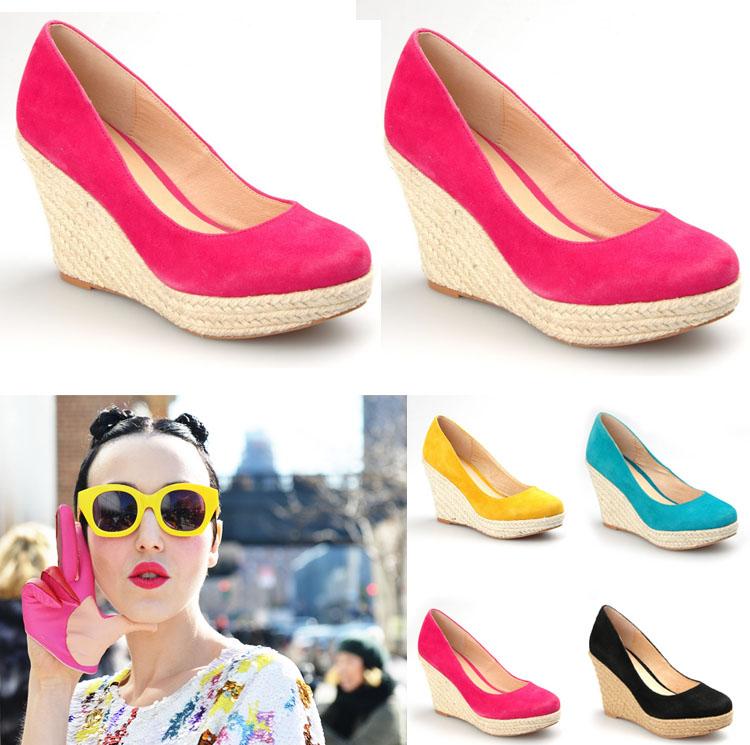2025 Nové espadrilky Dámské klínky platformové lodičky kulatá špička pohodlné ležérní párty práce dámské boty na vysokém podpatku