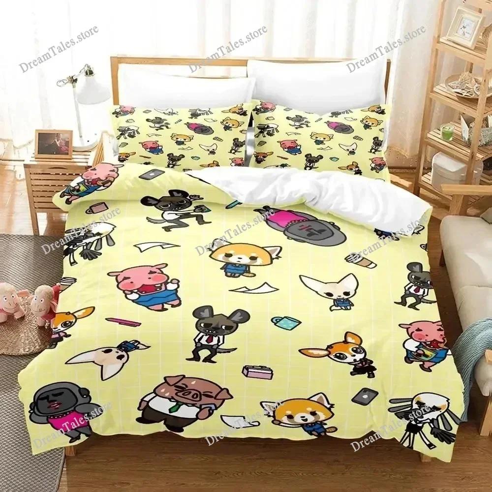 Home Textile Cartoons Aggretsukos Cover Duvet Cover Pillow Case Boy Girl Polyester Bedding Set King Queen Twin Size Luxury Gift