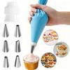 8Pcs/Set Reusable Silicone Piping Bag Stainless Steel Nozzles Diy Cake Cream Decorating Tips Kitchen Baking Accessories