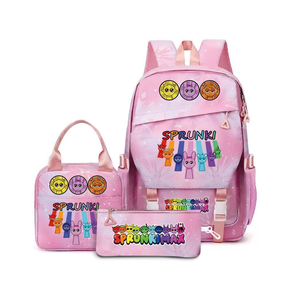 SprunkiPlush Rhythm Box School Bag Student Large Capacity Storage Backpack Backpack Three-piece Set L