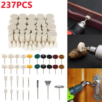 237pcs Wool Felt Polishing Wheel Cloth Buffing Disc Jewelry Mirror Sanding Pads Kit 1/8" Shank For Dremel Drill Rotary Tool