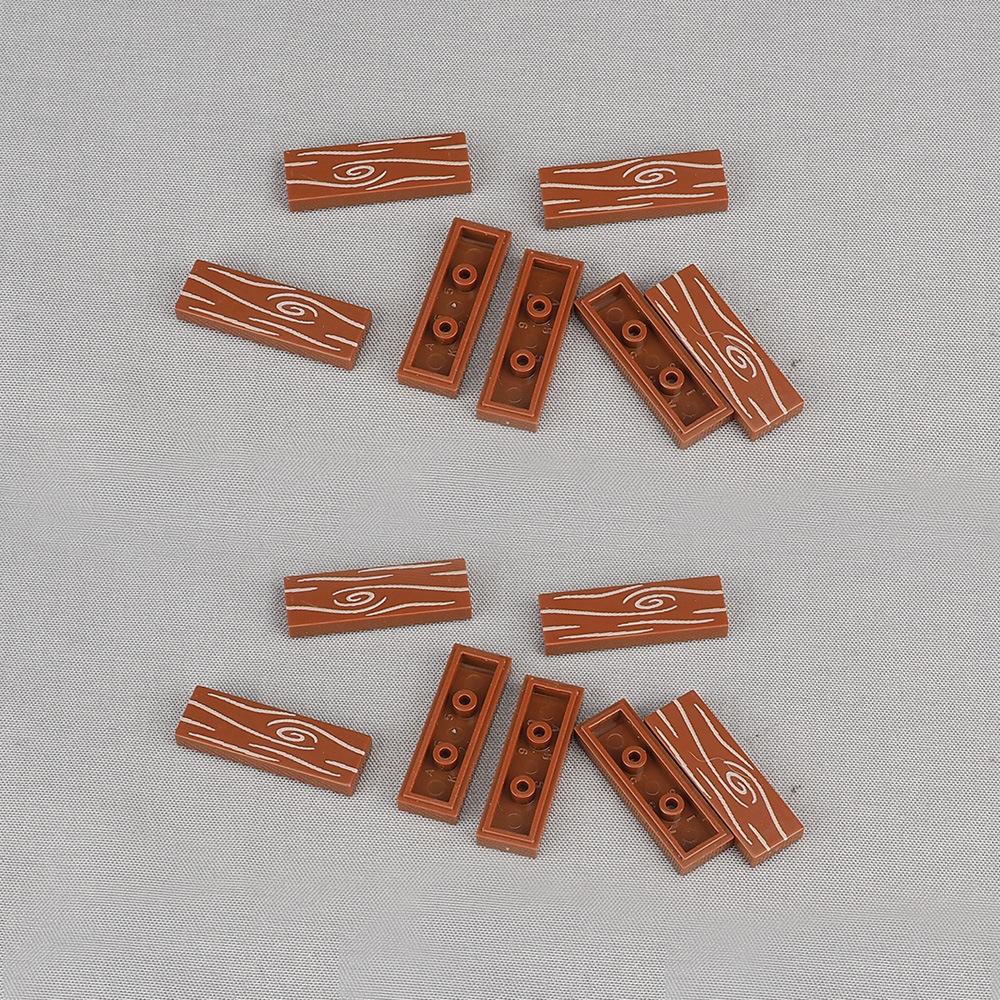 Non-Toxic Moc 10Pcs 63864 Printed Wood Grain Floor Pattern Building Blocks 2431 Matching Compatible Accessories Diy Toys Children Kid Gift