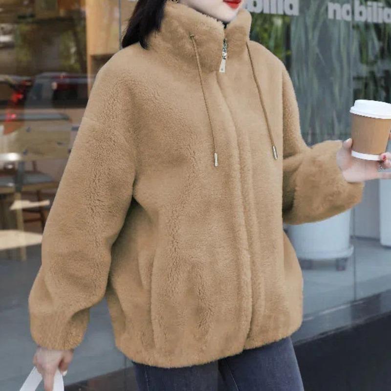 Fleece Thickened Jacket Women's Tide Winter Double-sided Fleece Warm Turtleneck Sweater Women's Cardigan Zipper Fleece Clothes Women's