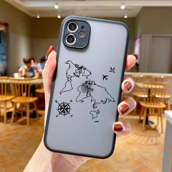 World Map Travel Camera Protection Phone Case For iPhone 11 13 12 14 15 16 Pro Max Mini 7 8 Plus XS XR SE20 Plane Hard PC Cover