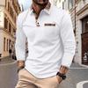 Men's Spring Autumn Polo Shirt, Casual Color Block Long Sleeve Shirt with Pocket, Collared Everyday Wear