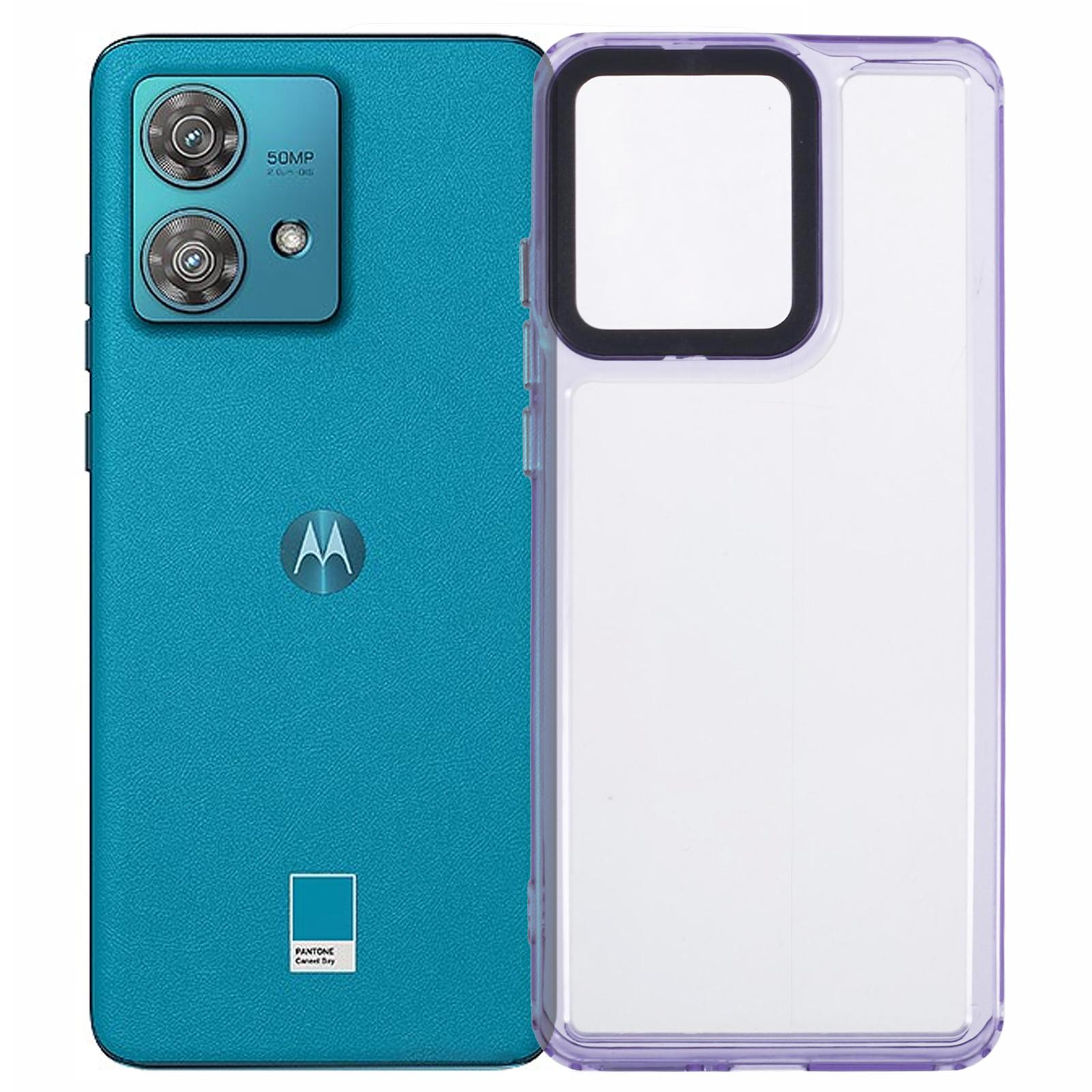 

For Motorola Edge 40 Neo 5G Clear Phone Case PC+TPU Hybrid Back Cover Transparent Purple