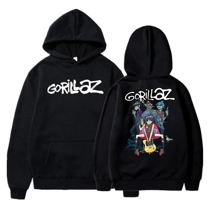 Herbst und Winter Pullover Langarm Locker Weich Sweatshirt Streetwear Mantel Gorillaz Druck Damen und Herren Hoode