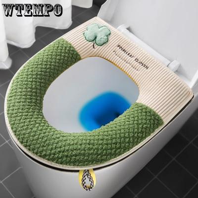 Universal Toilet Mat Plush Cushion Household Thickened Warm Cartoon Toilet Mat Waterproof Toilet Seat Cover Zipper Seat Cushion