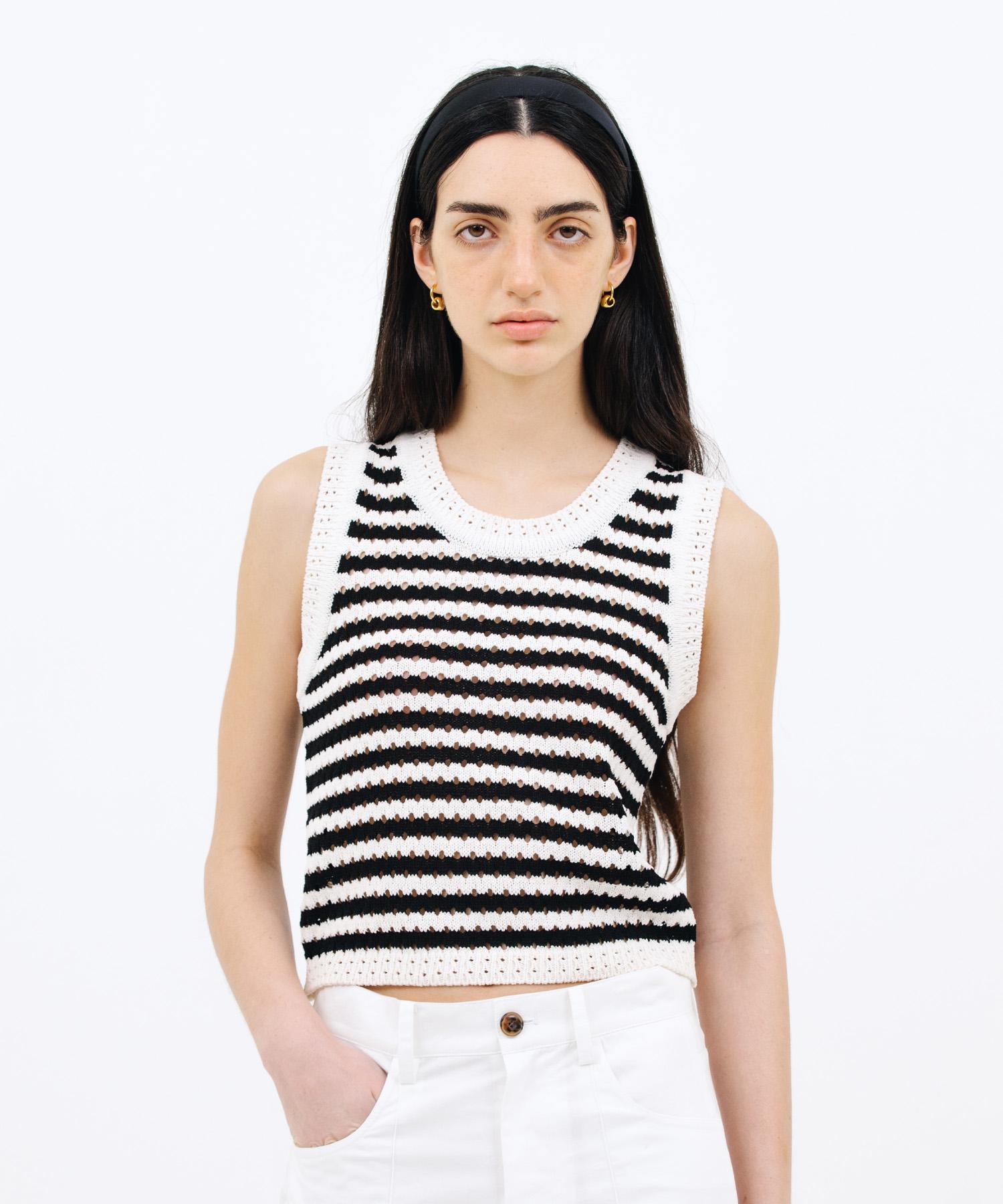 Jun By Jun K Punching Stripe Knit_White F