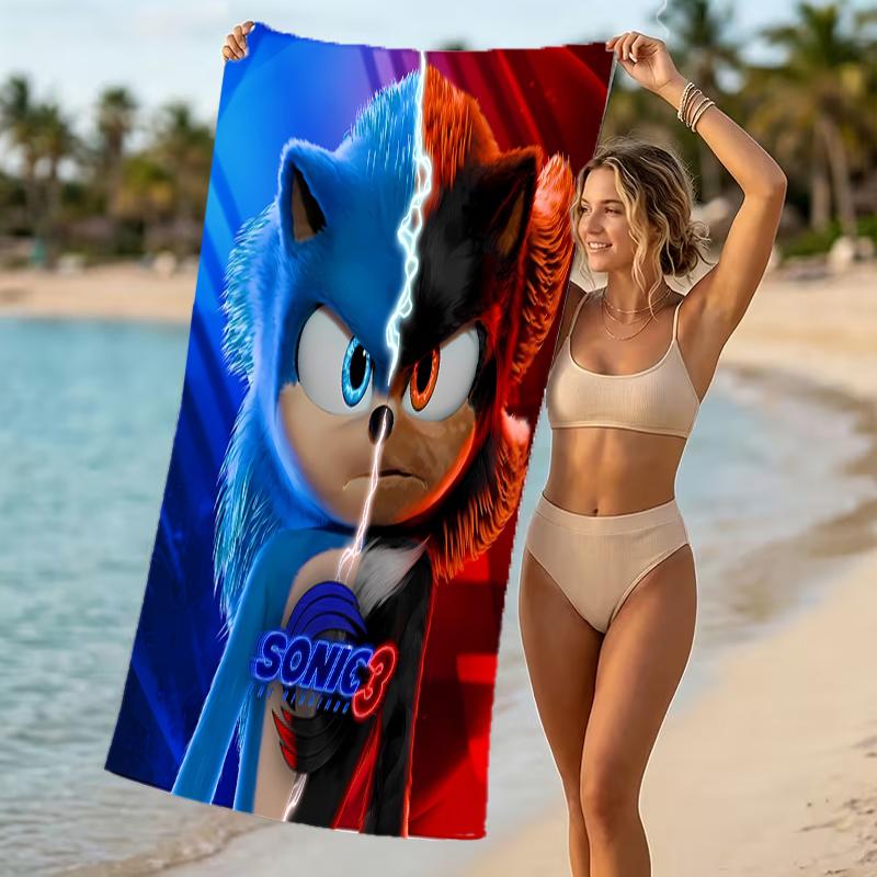 Beach Towel with Sonic the Hedgehog Pattern - Soft,absorbent,machine Washable Lightweight&Modern,swimming,Travel Essentials
