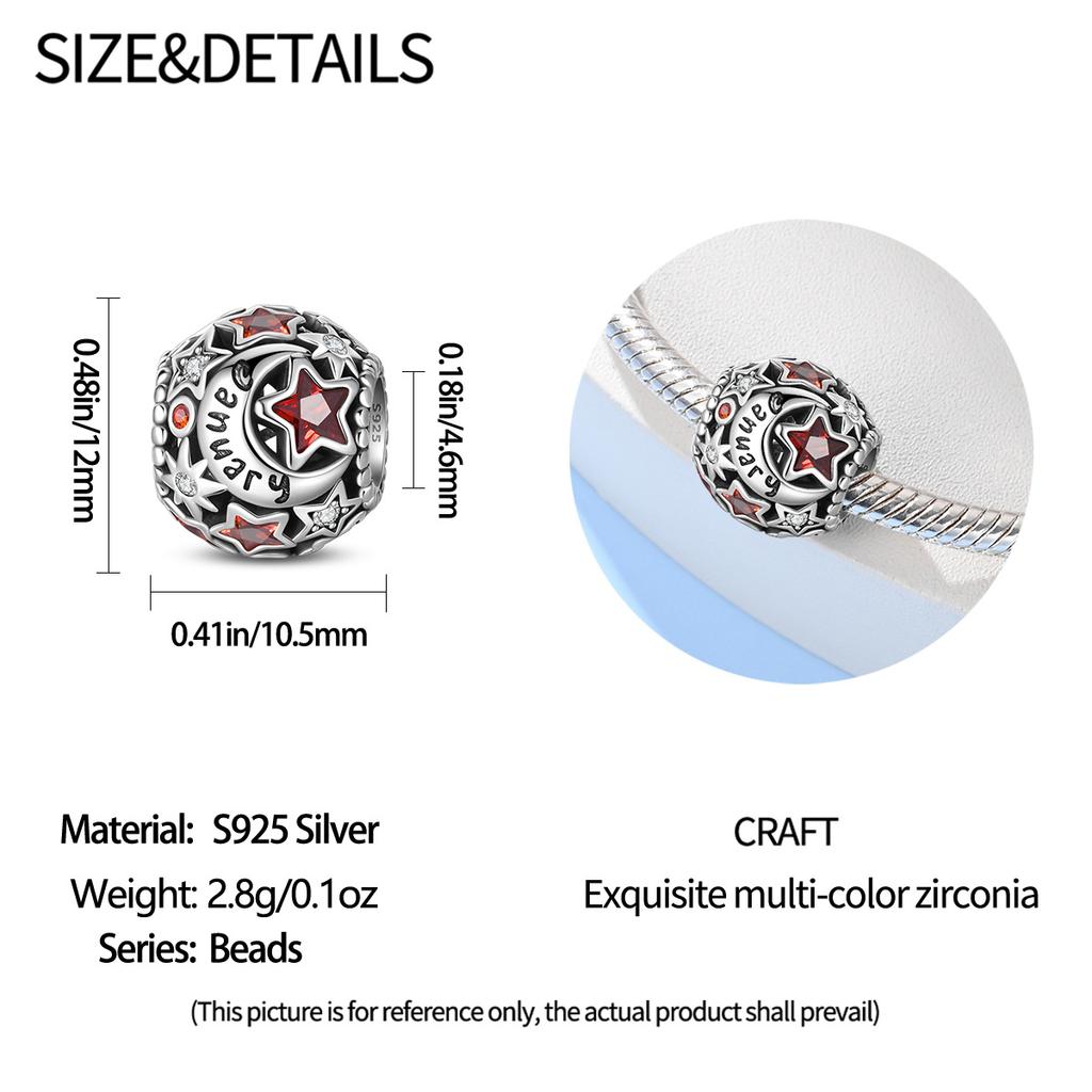 S925 Silber Bunter Zirkonia Dezember Geburtsstein Perlenarmband Schmuck