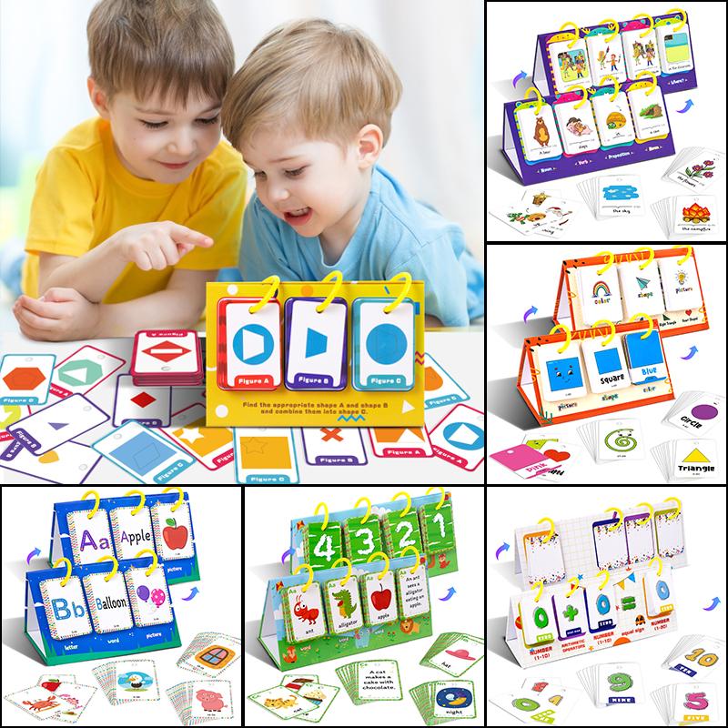 Hračky Vzdělávací Montessori pomůcky Dětský stolní učební karty Angličtina Barva Tvar Zvíře Mateřská škola Kognitivní kartičky
