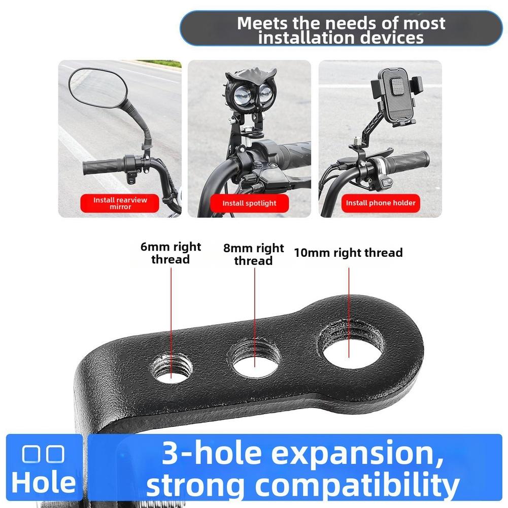 Mirror Adapter Handlebar Mount For Mirror Mounting Metal Construction Includes Mounting Wrench Multiple Screw Sizes Included