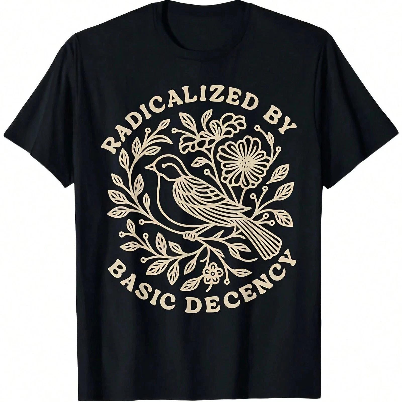 Radicalized By Basic Decency Floral Womens Vintage Graphic Tee XL