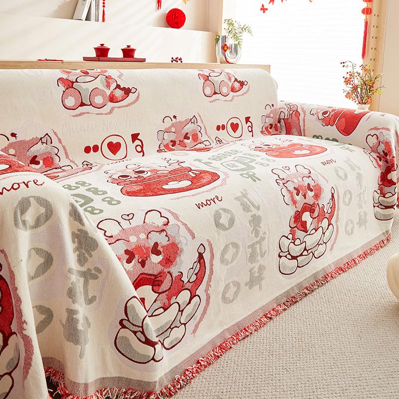 Chenille My Lucky Stars Sofa Towel Anti-Scratching Thick Non-Slip Universal Sofa Cover Full Set New Year Cover Cloth Cushion