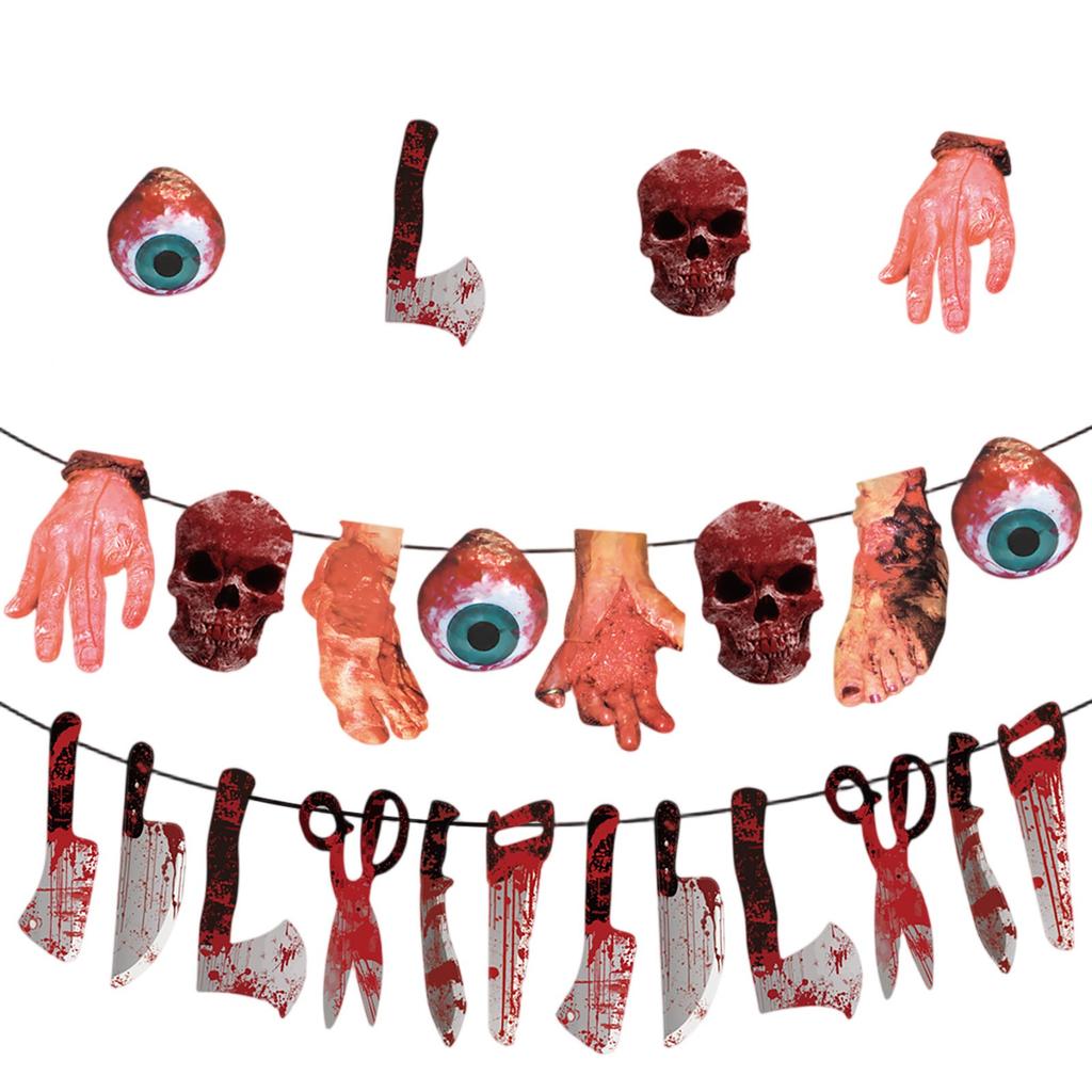 Halloweenská hororová párty dekorace banner strašidelný dům nákupní centrum rozvržení tahová vlajka