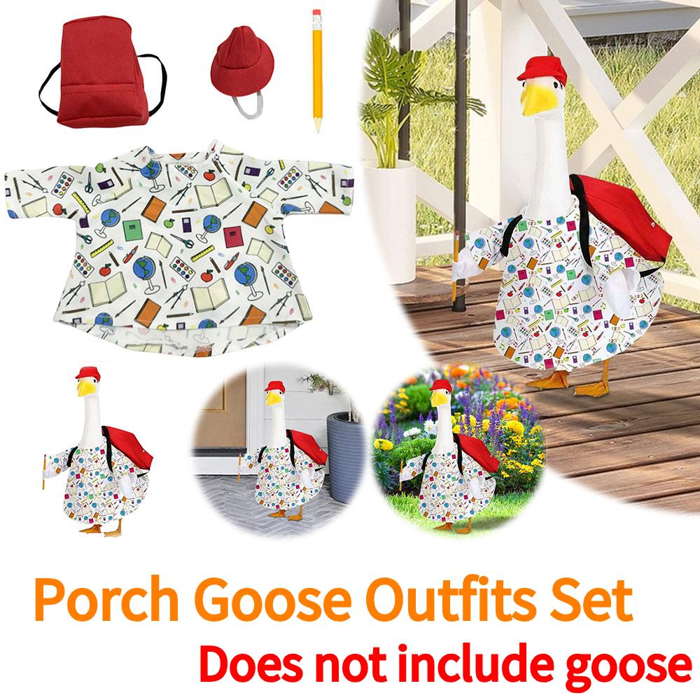 Back To School Porch Goose Outfits with Schoolbag Goose Statue Clothes First Day of School Costume Goose Clothes