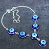 Blue Evil Eye Gemstone 925 Sterling Silver Jewelry Necklace 18"