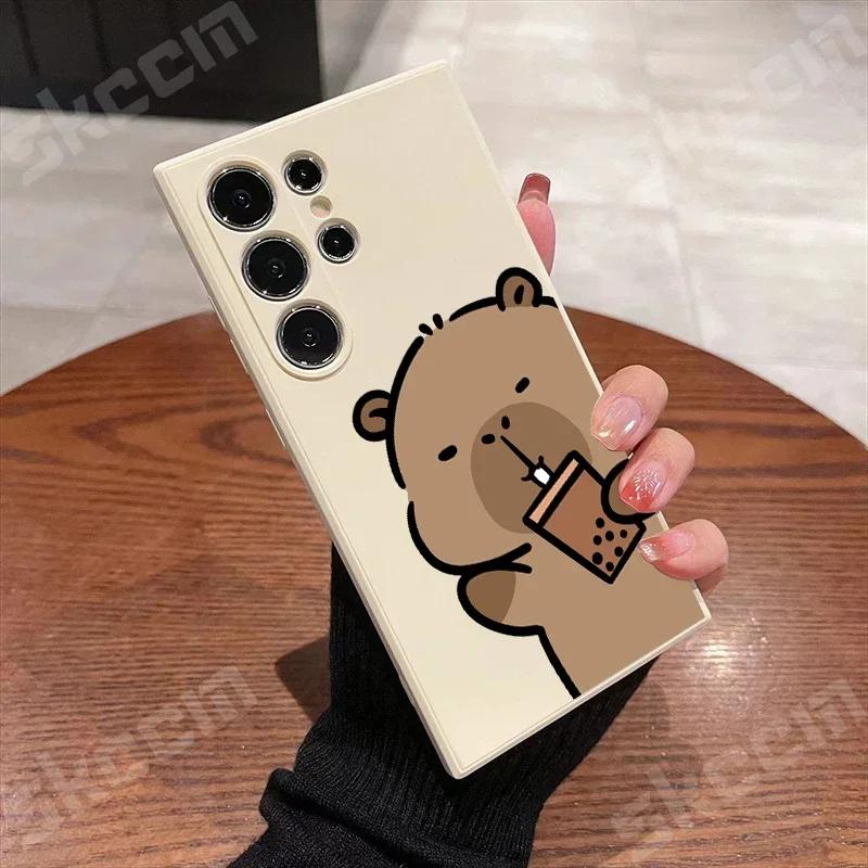 Cartoon Cute Capybara Phone Case For Samsung Galaxy S24 Ultra S23 FE S22 S20 Plus A73 A72 A71 A55 A54 A51 A50 A35 A15 Cover