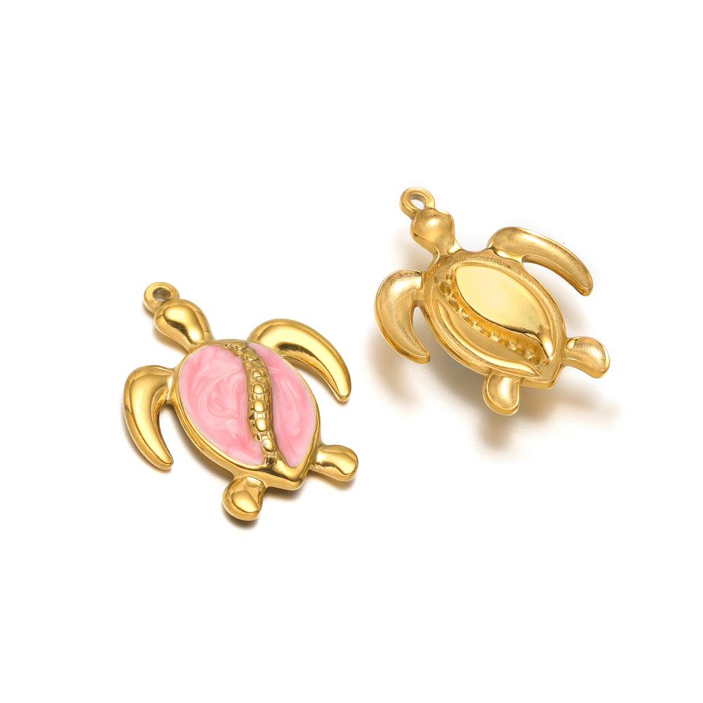 5pcs Stainless Steel Enamel Tortoise Gold Charms Exquisite Turtle Pendant DIY Jewelry Necklace Findings Bracelet Earrings Making