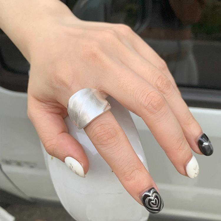 Trendy Wide Band Brushed Texture Ring for Women – Fashionable, Versatile, and Stackable. One Size jz5069