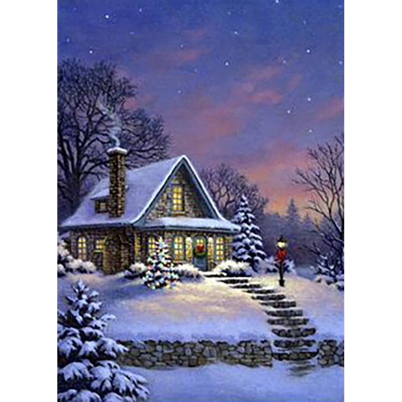 DIY Snow Scenery 5D Diamond Painting Full Round Drill Winter Landscape Diamond Embroidery Mosaic Rhinestone Home Decor Gift