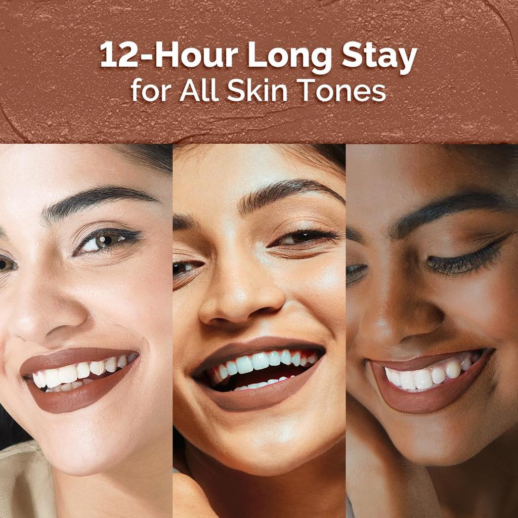 Mamaearth Moisture Matte Longstay Lipstick 2 G Pack of 1 - 12 Hour Smudge-Proof Hydrating Lip Color Cinnamon Nude
