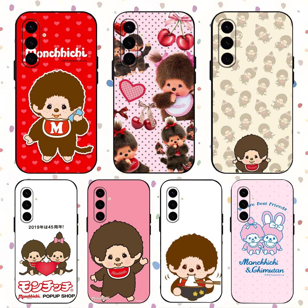 Klasyczny Popularny M-MonchhichiS Do Samsung Galaxy S25 S24 S23 Ultra S22 S21 Plus S20 Czarny Miękki Silikonowy Pokrowiec Ochronny